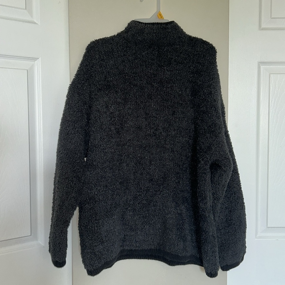 Aerie Sherpa Quarter Zip Coat Grey Sz Large - Picture 3 of 4